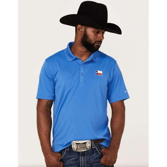 Columbia PFG Men's Terminal‎ Tackle Texas Flag Polo Shirt Size XXL 2XL Blue NWT - Picture 2 of 16